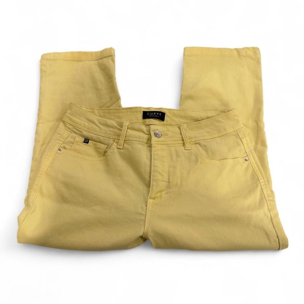 Curve Appeal Womens Yellow Cropped Jeans Size 8/29 Stretch Denim Capri Pants